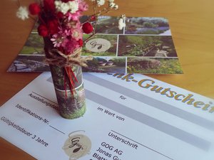 Gutschein GOG AG mit Trockenstrauss als Dekoration